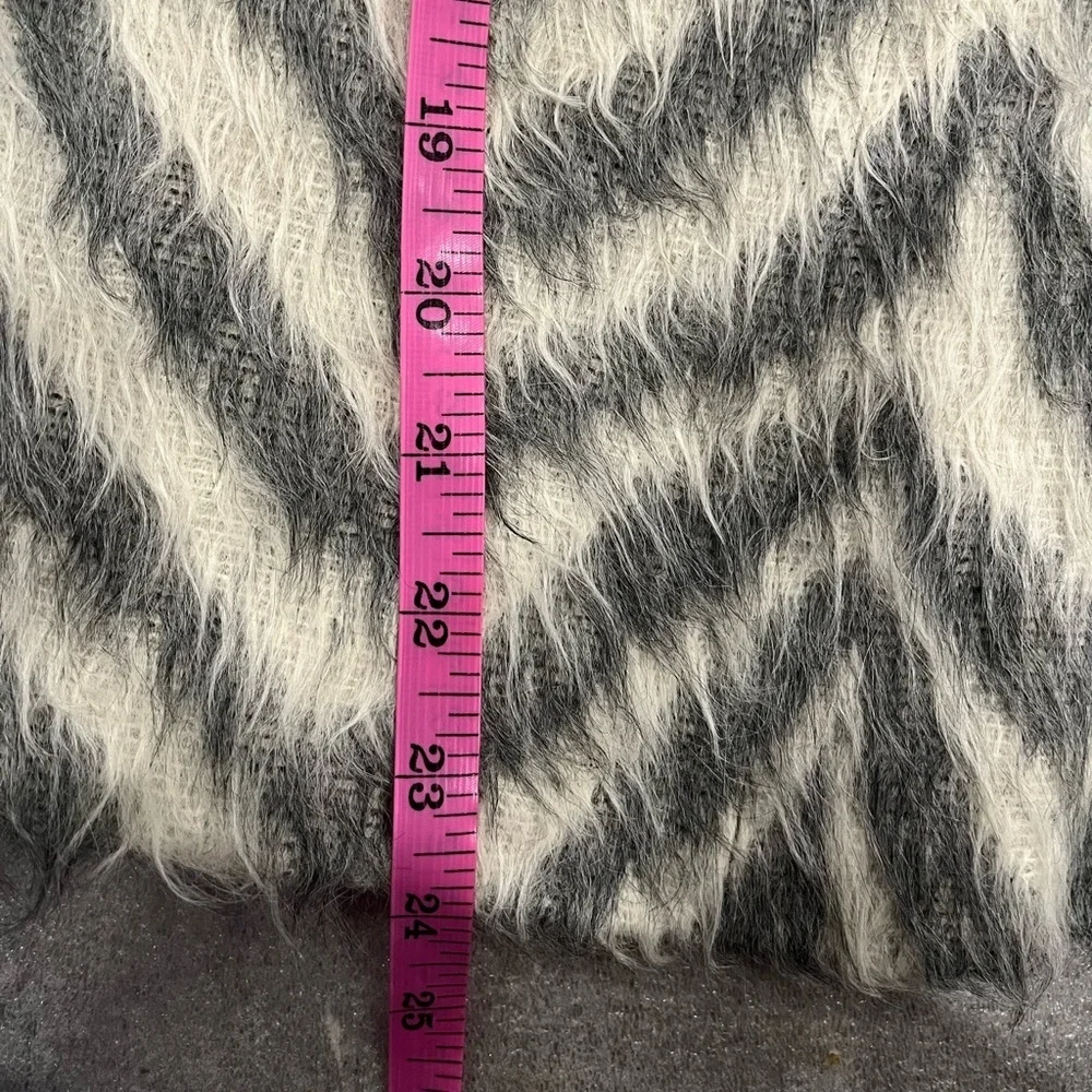 [US8]Per Se Faux Fur Angora Wool Blend Harrington Tweed Gray Short Jacket - Picture 7 of 9